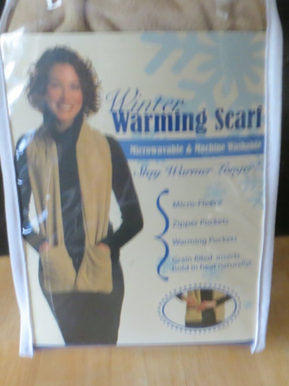 Winter Micro-Fleece Warming Scarf, Microwavable & Machine Washable, Beige